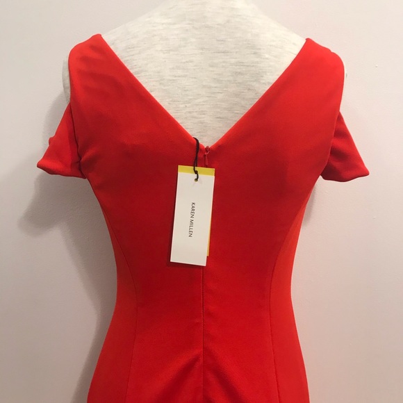 Karen Millen red front gathered sheath dress. NWT. Size 6 - Picture 8 of 13